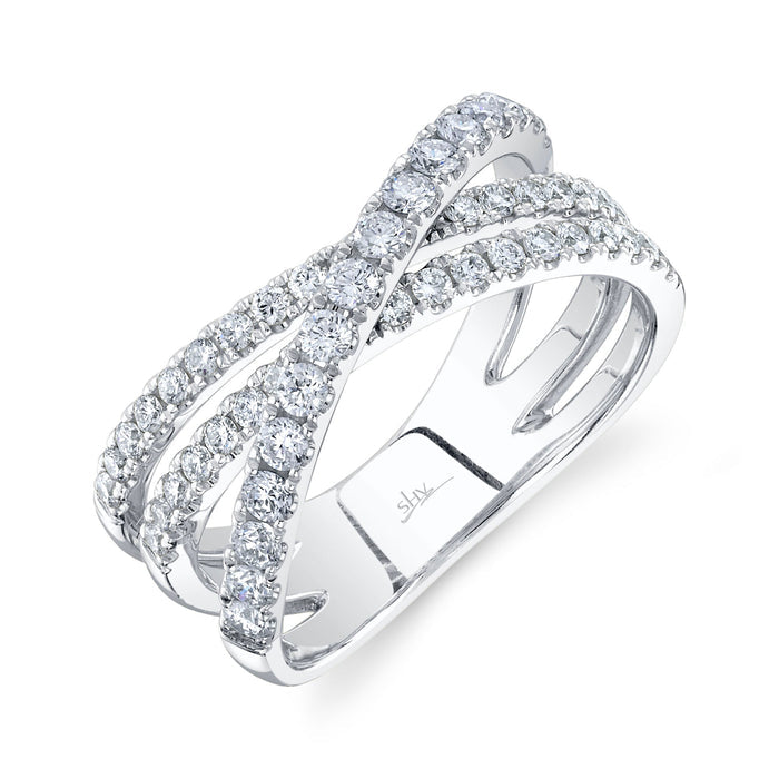 SHY CREATION KATE | 0.79CT DIAMOND BRIDGE RING | 14K WHITE GOLD | SC55024861 - Brownee Jewelers
