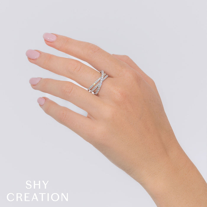 SHY CREATION KATE | 0.79CT DIAMOND BRIDGE RING | 14K WHITE GOLD | SC55024861 - Brownee Jewelers