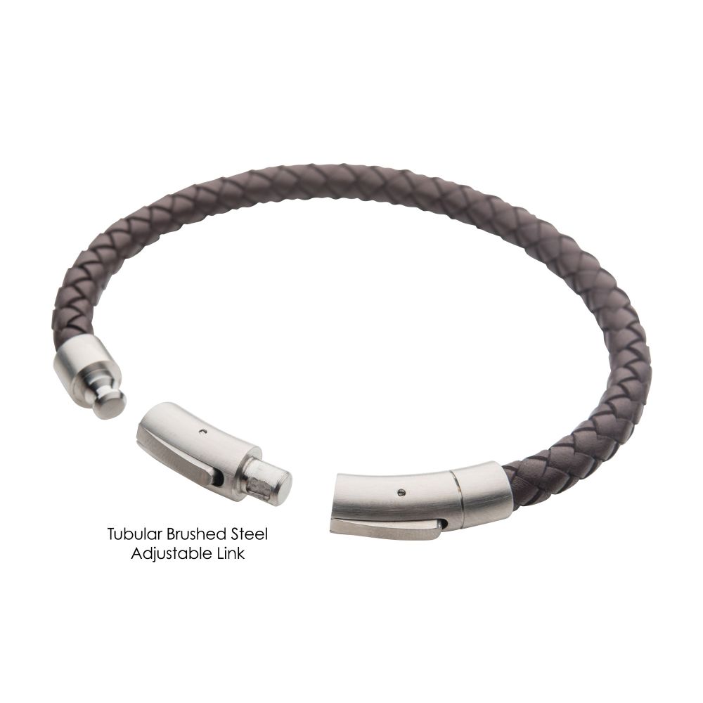 6mm Brown Genuine Full Grain Cowhide Leather Bracelet 8.5"