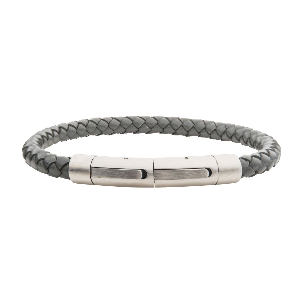 6mm Grey Genuine Full Grain Cowhide Leather Bracelet