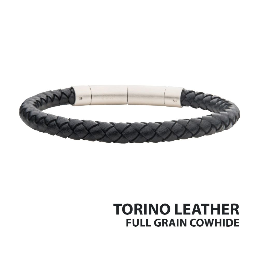 6mm Black Full Grain Cowhide Leather Bracelet