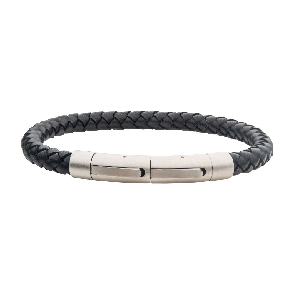 6mm Black Full Grain Cowhide Leather Bracelet