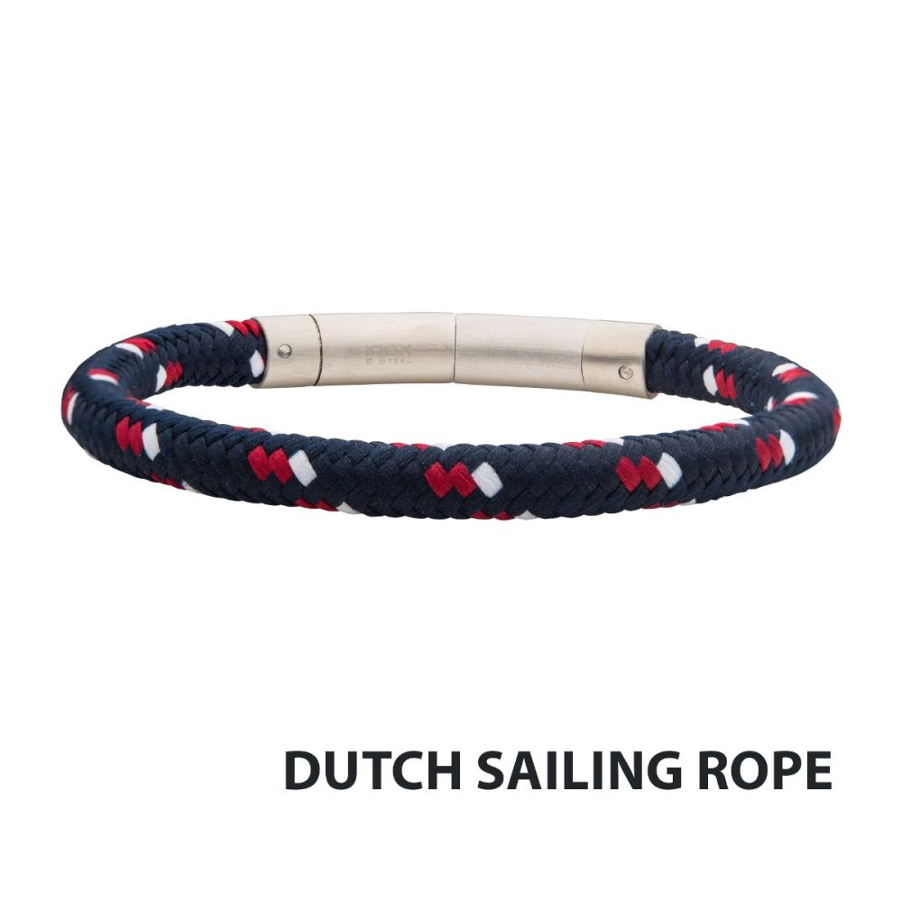 6mm Blue, White & Red Nylon Cord Bracelet