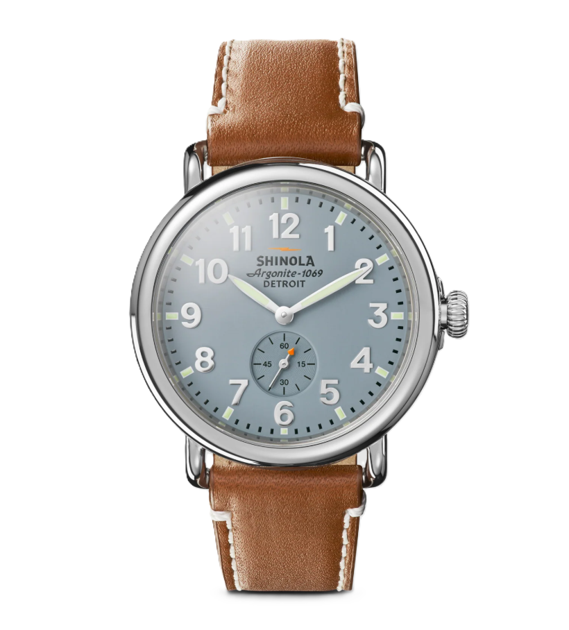 Runwell Watch | Shinola | Stainless Steel | 41mm Case | Blue Dial & Brown Leather Strap - Brownee Jewelers