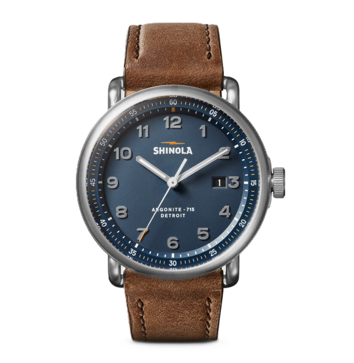 Canfield C56 Watch | Shinola | Stainless Steel | 43MM Three-Hand Date | British Tan Leather Strap - Brownee Jewelers