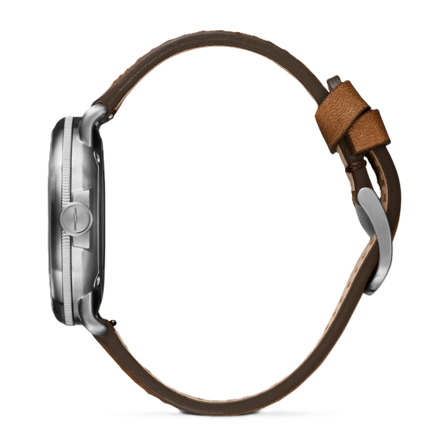 Canfield C56 Watch | Shinola | Stainless Steel | 43MM Three-Hand Date | British Tan Leather Strap - Brownee Jewelers