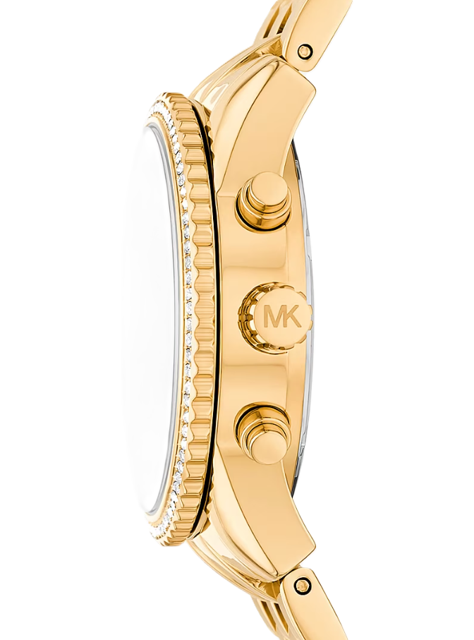 Mini Bryant Pavé Watch | Michael Kors | Gold-Tone Stainless Steel | 35mm Case | Crystal Pavé Chronograph Design - Brownee Jewelers