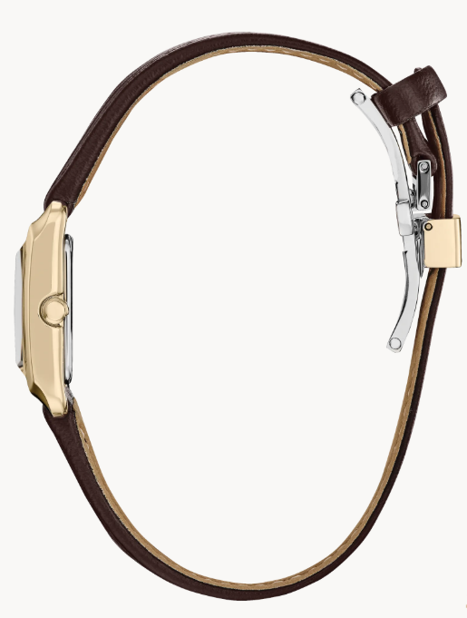 Citizen L Bianca | Ladies Eco-Drive Watch | Rose Gold-Tone Stainless Steel | Green Dial | Brown Leather Strap | EW5593-13X - Brownee Jewelers