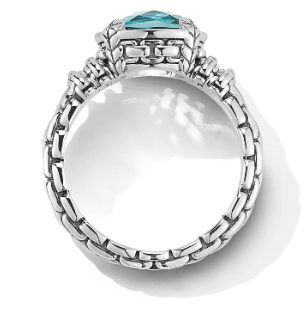 Sterling Silver Blue Topaz and Diamond Ring