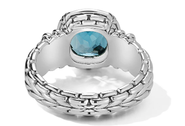 Sterling Silver Blue Topaz and Diamond Ring