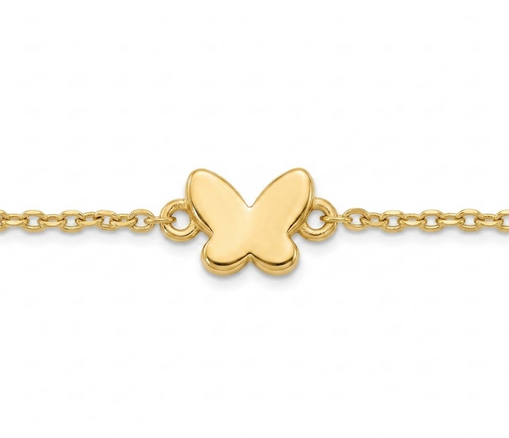 Kids Butterfly Station Bracelet | Sterling Silver & 14K Yellow Gold-Plated | Adjustable 5–6 Inches | GP-02-00214 - Brownee Jewelers