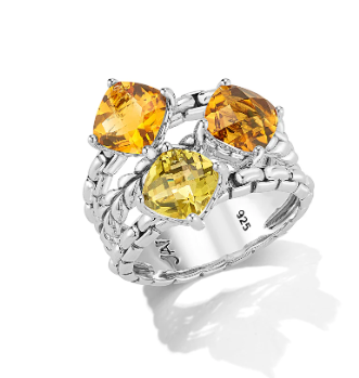 Sterling silver ring with 3 variants of citrine, a perfect fall ring!