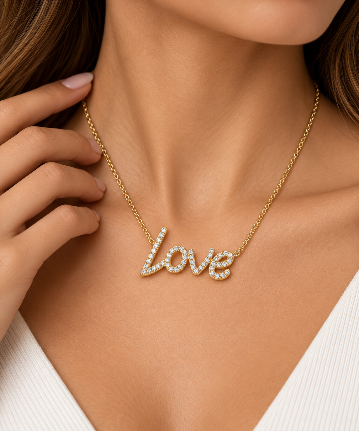 14KT YELLOW GOLD DIAMOND LOVE PENDANT 