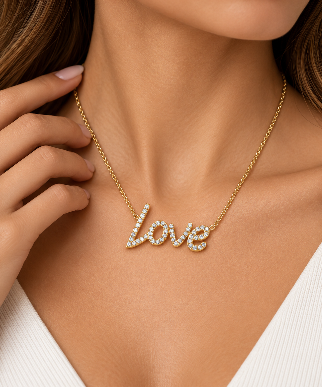 14KT YELLOW GOLD DIAMOND LOVE PENDANT 
