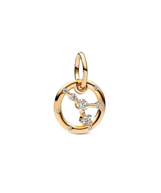 Pandora Cancer Zodiac Dangle Charm in Sterling Silver with 14K Gold Plating and Cubic Zirconia Accents