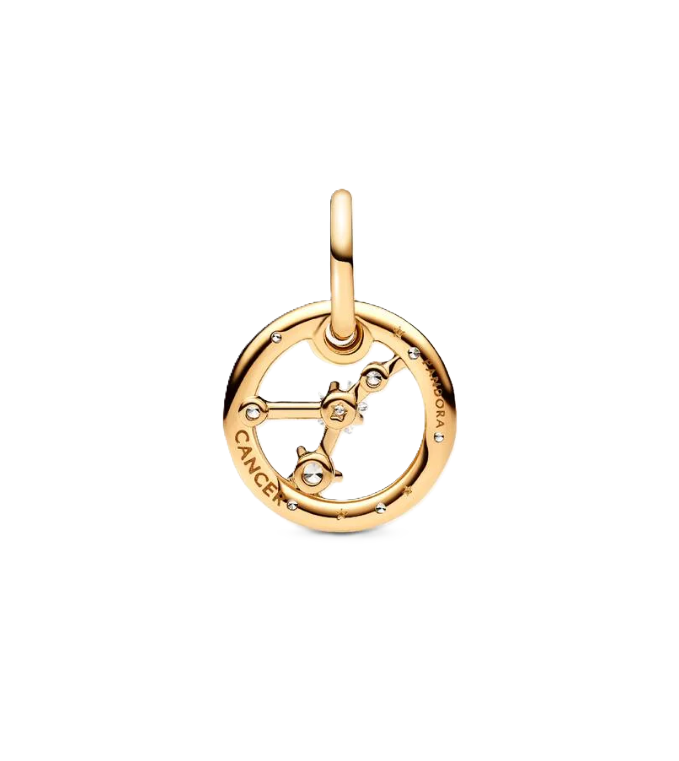 Pandora Cancer Zodiac Dangle Charm in Sterling Silver with 14K Gold Plating and Cubic Zirconia Accents