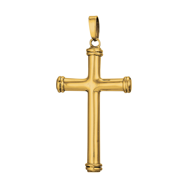 Polished Cap Edge Cross Charm | Sterling Silver & 18K Gold Plated | SSG-70-535 - Brownee Jewelers