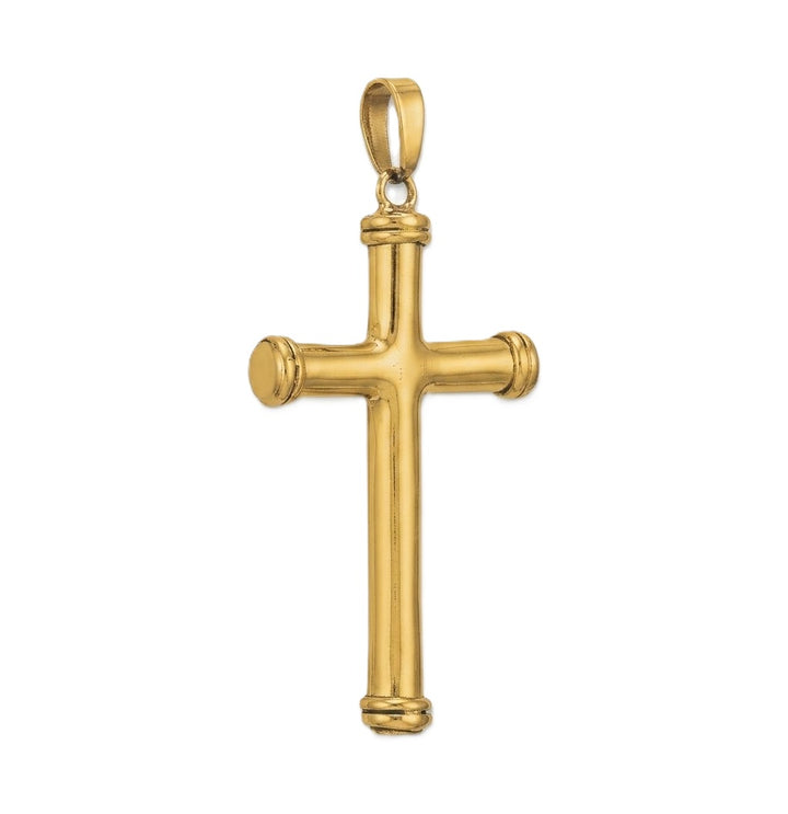 Polished Cap Edge Cross Charm | Sterling Silver & 18K Gold Plated | SSG-70-535 - Brownee Jewelers