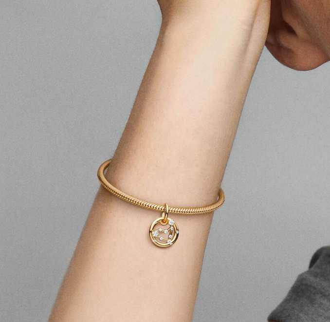 Pandora Capricorn Zodiac Dangle Charm in Sterling Silver with 14K Gold Plating with Cubic Zirconia Accents