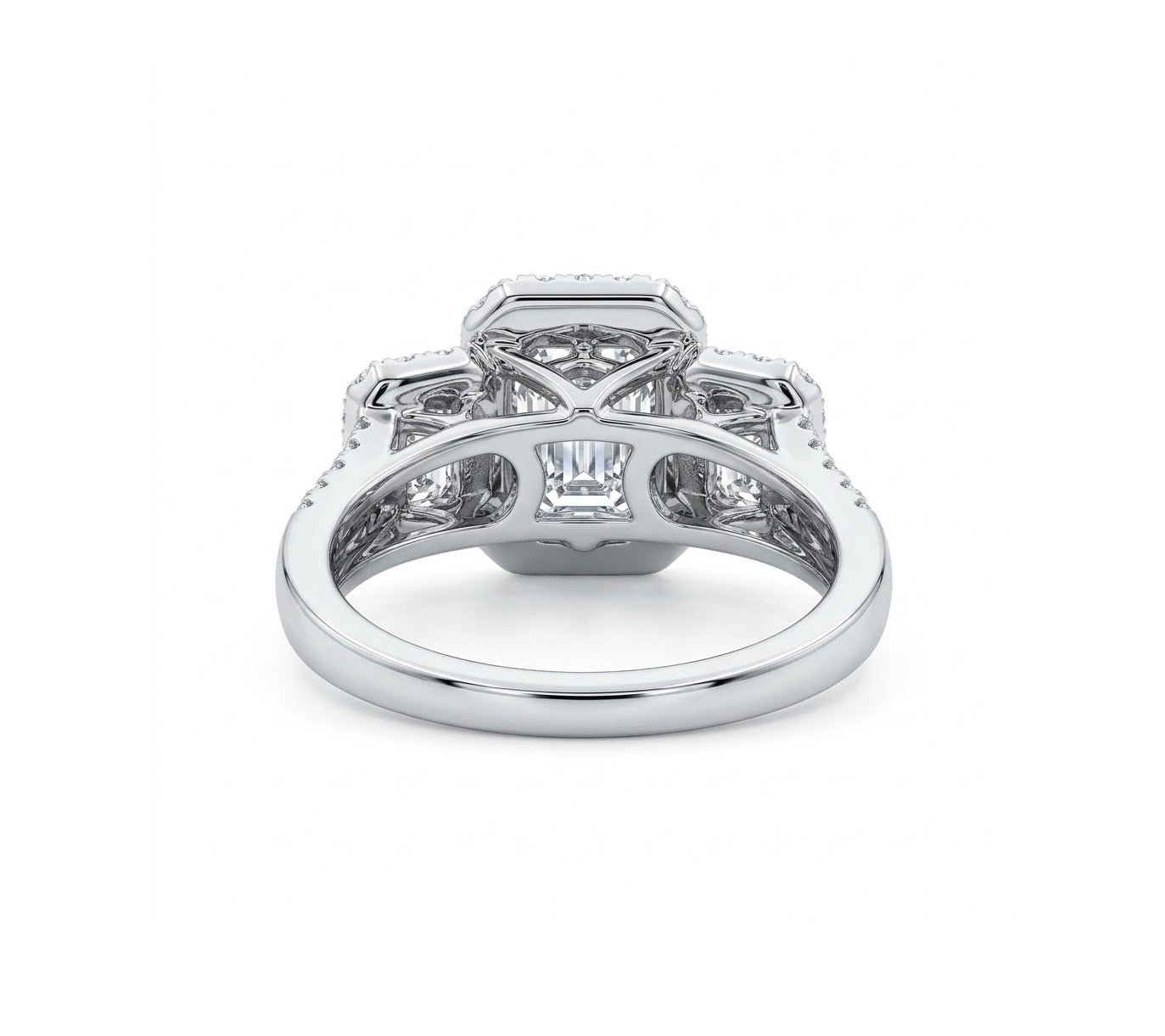 EMERALD-CUT LAB-GROWN DIAMOND RING | 4.54CTTW | 14K WHITE GOLD | JNB0706C-58FW70 - Brownee Jewelers