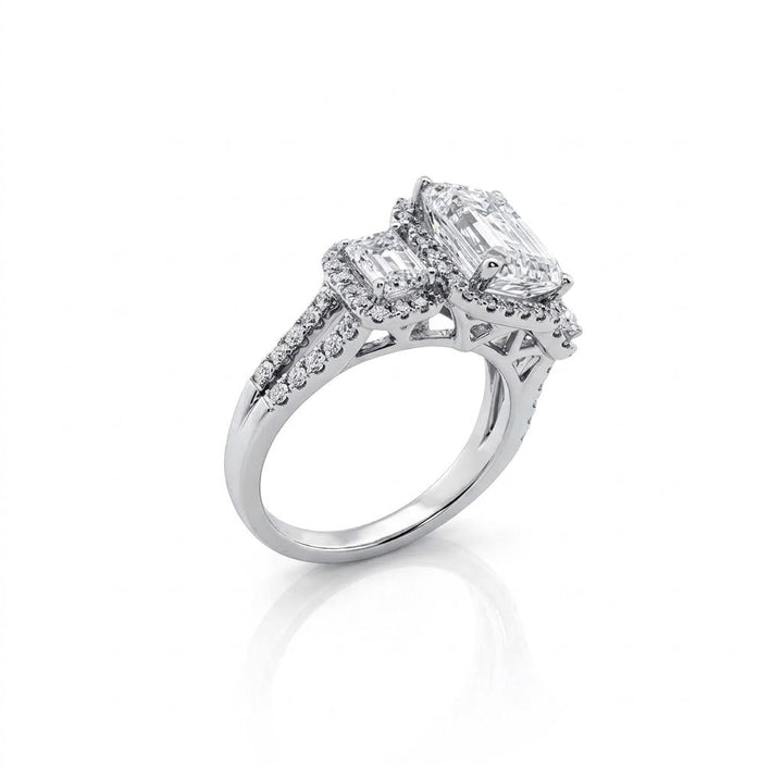 EMERALD-CUT LAB-GROWN DIAMOND RING | 4.54CTTW | 14K WHITE GOLD | JNB0706C-58FW70 - Brownee Jewelers