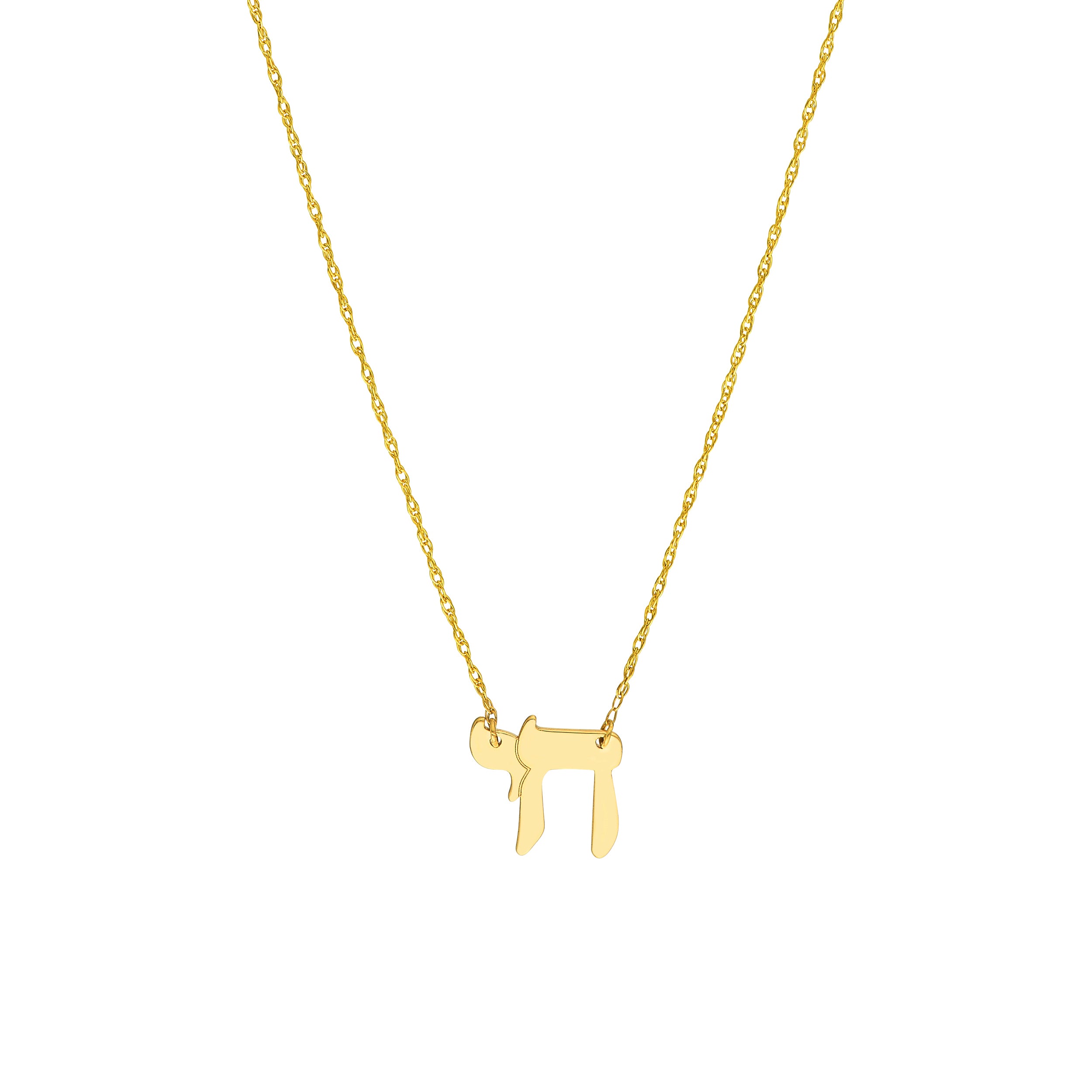 14K Yellow Gold Chai Necklace Adjustable 18 Inch Chain