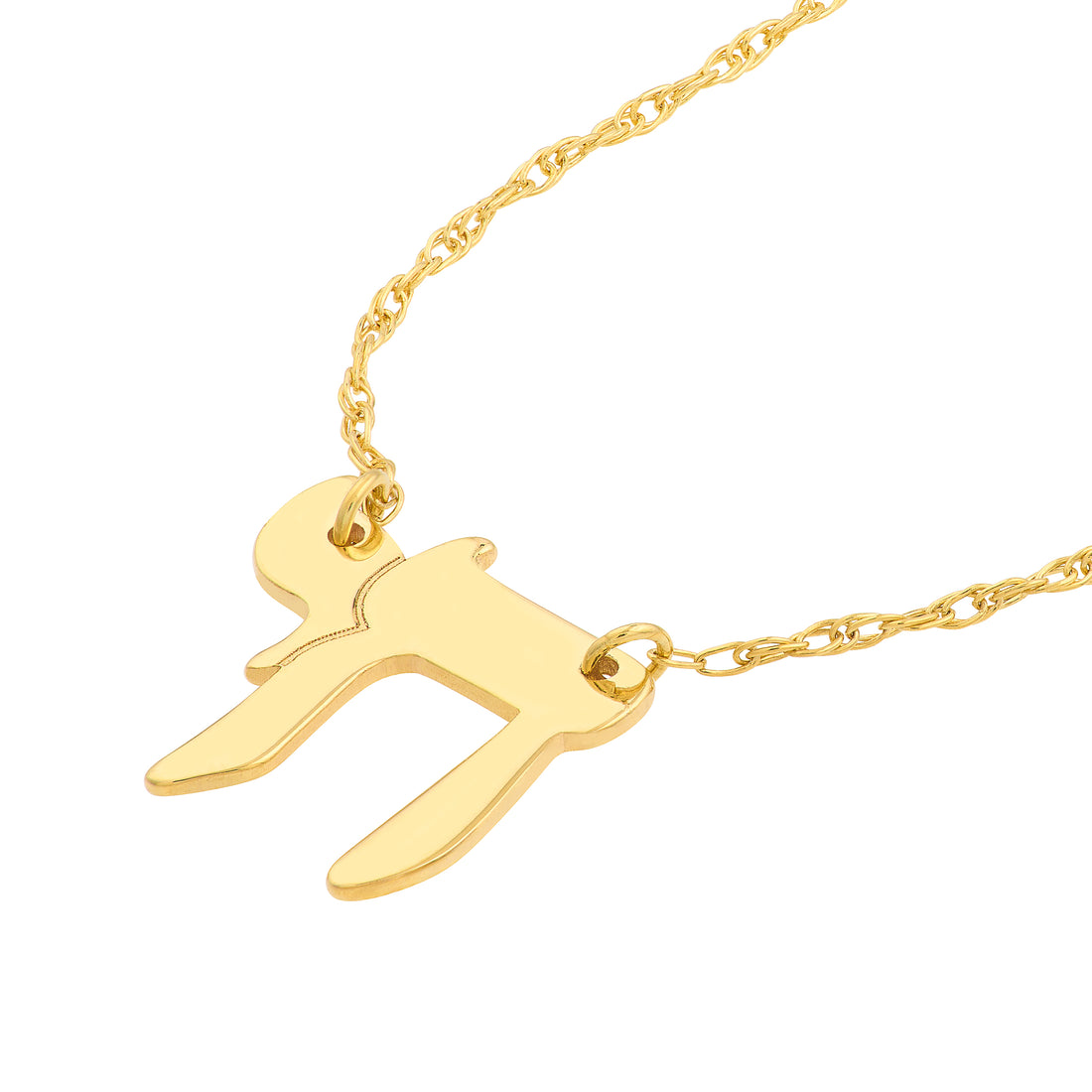 14K Yellow Gold Chai Necklace Adjustable 18 Inch Chain