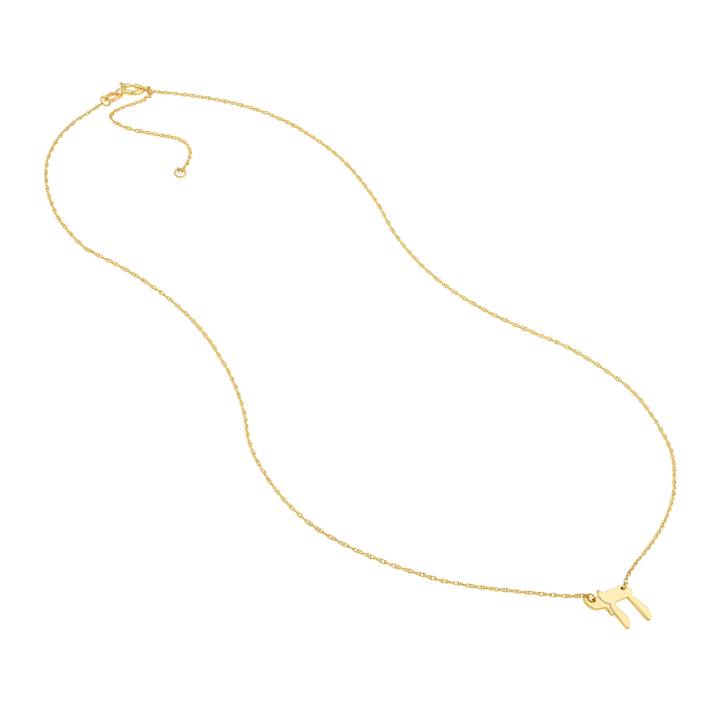14K Yellow Gold Chai Necklace Adjustable 18 Inch Chain