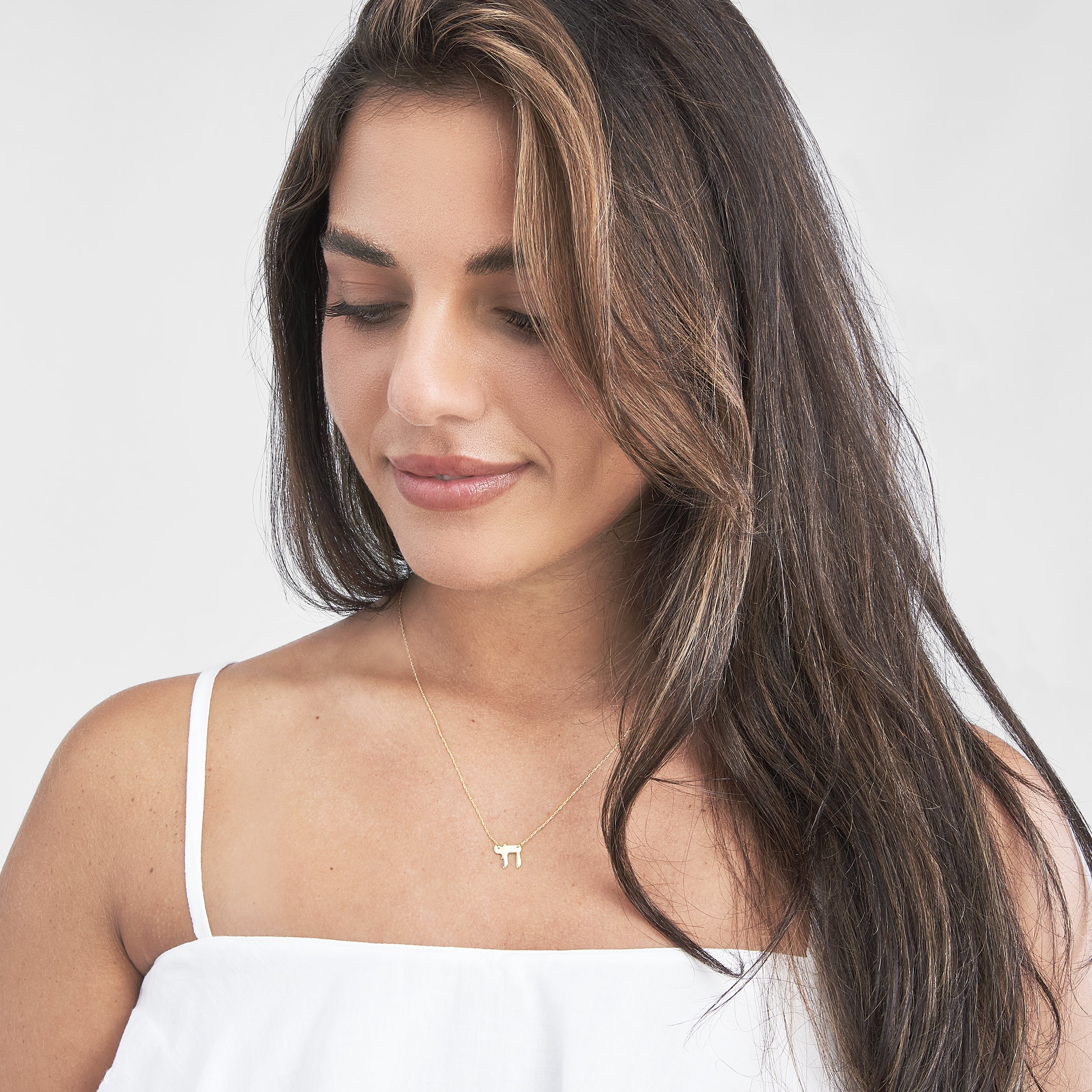 14K Yellow Gold Chai Necklace Adjustable 18 Inch Chain
