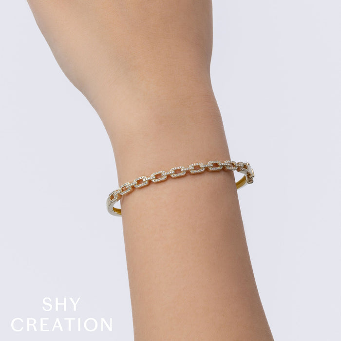 SHY CREATION KATE | 0.44CT DIAMOND LINK BANGLE | 14K YELLOW GOLD | SC55010143ZS - Brownee Jewelers
