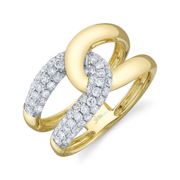 Diamond Link Ring | 14K Yellow Gold | 0.71 ctw | Pavé Fashion Ring - Brownee Jewelers