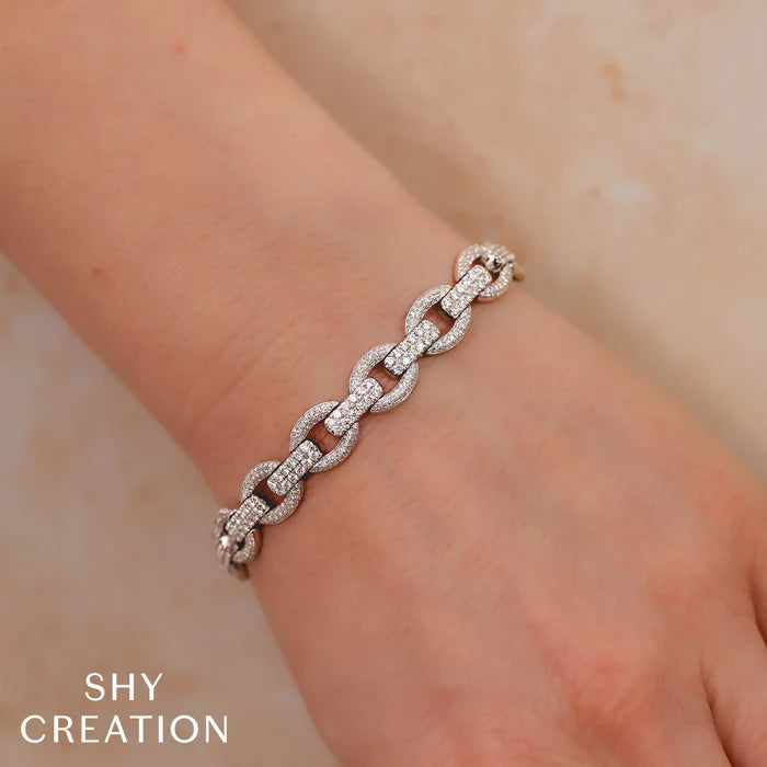 SHY CREATION | 3.82CT DIAMOND LINK BRACELET | 14K WHITE GOLD | SC55027059 - Brownee Jewelers