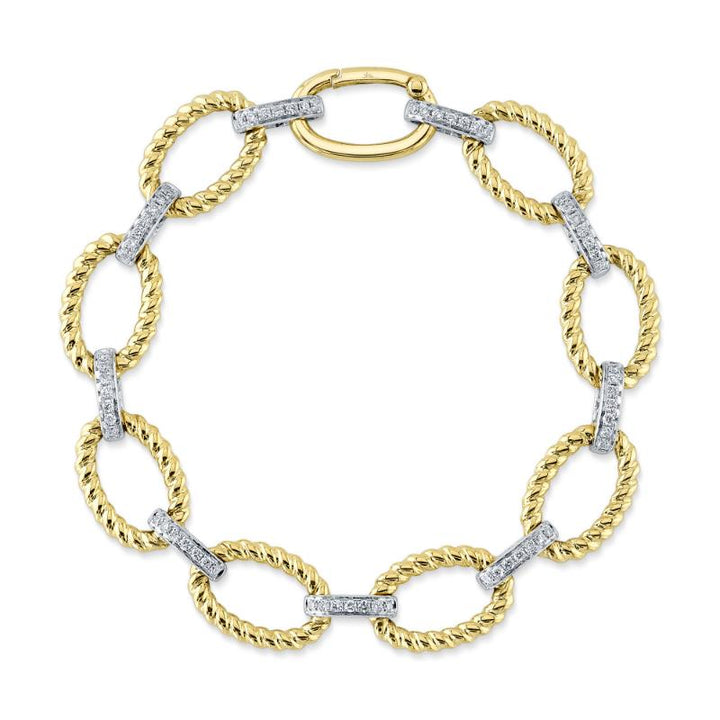 .65 TOTAL CARAT WEIGHT DIAMOND ROPE LINK BRACELET IN 14K YELLOW AND WHITE GOLD