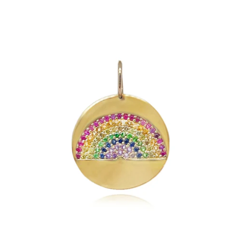 Rainbow Pave Gemstone Disc Charm
