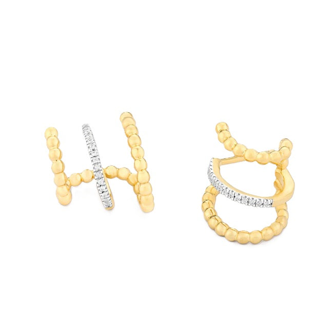 Chart Your Course Hoop Earrings | Gold Plated / Sterling Silver | Beaded & Pavé Hoop Earrings - Brownee Jewelers