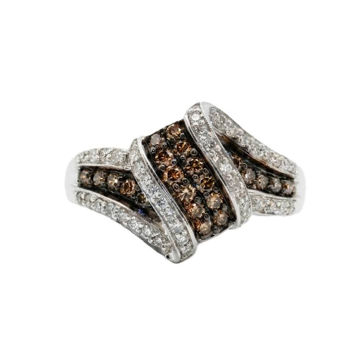 White & Chocolate Diamond Wave Ring