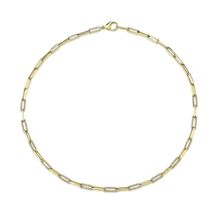 1.02 TOTAL CARAT WEIGHT DIAMOND PAPER CLIP NECKLACE IN 14K YELLOW GOLD