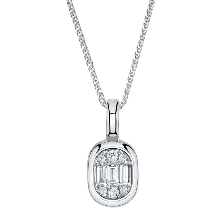  .10CT ROUND AND BAGUETTE DIAMOND CHOPIN CHAIN NECKLACE IN 14K WHITE GOLD