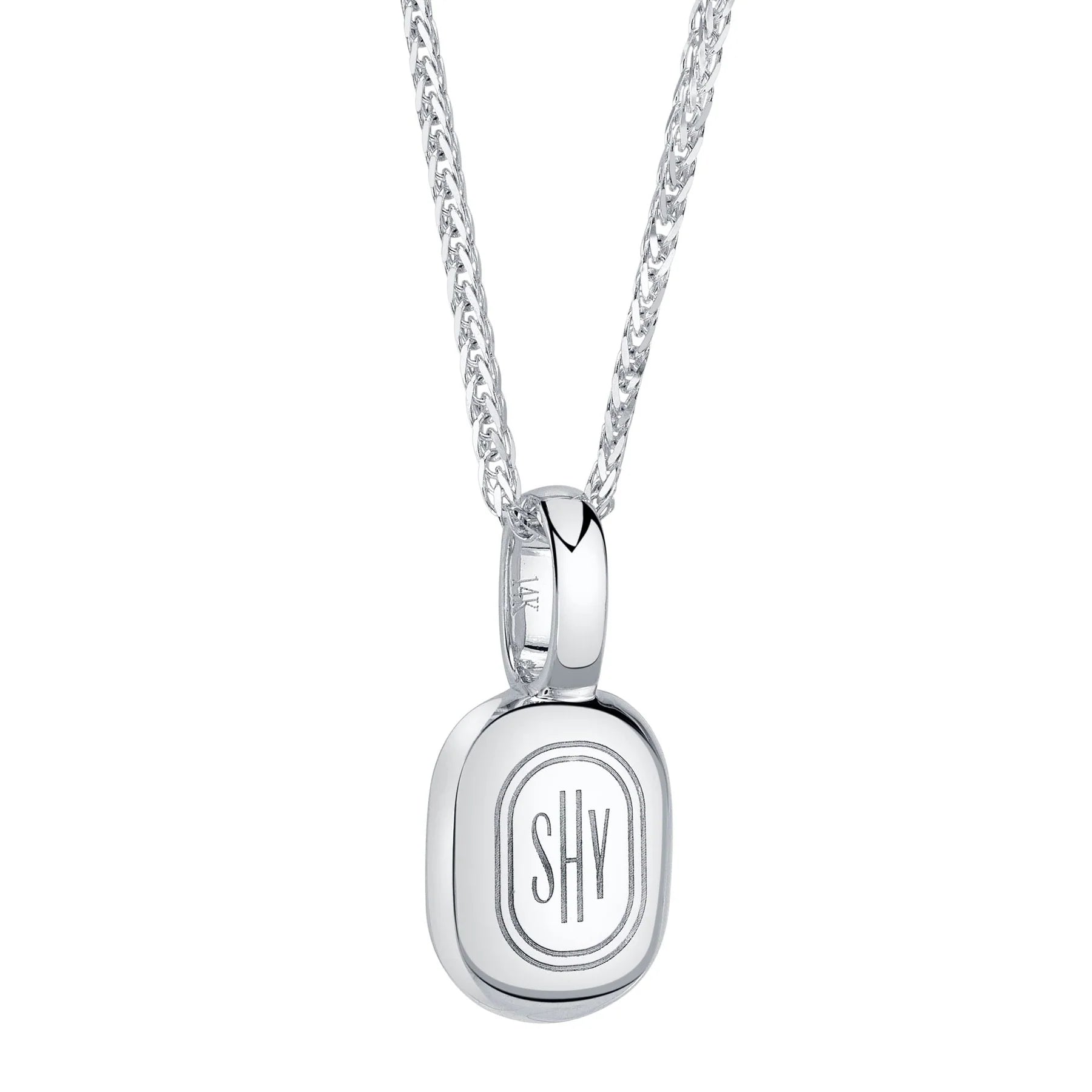 SHY CREATION | .10CT ROUND & BAGUETTE DIAMOND CHOPIN CHAIN NECKLACE | 14K WHITE GOLD | B22001012V4 - Brownee Jewelers