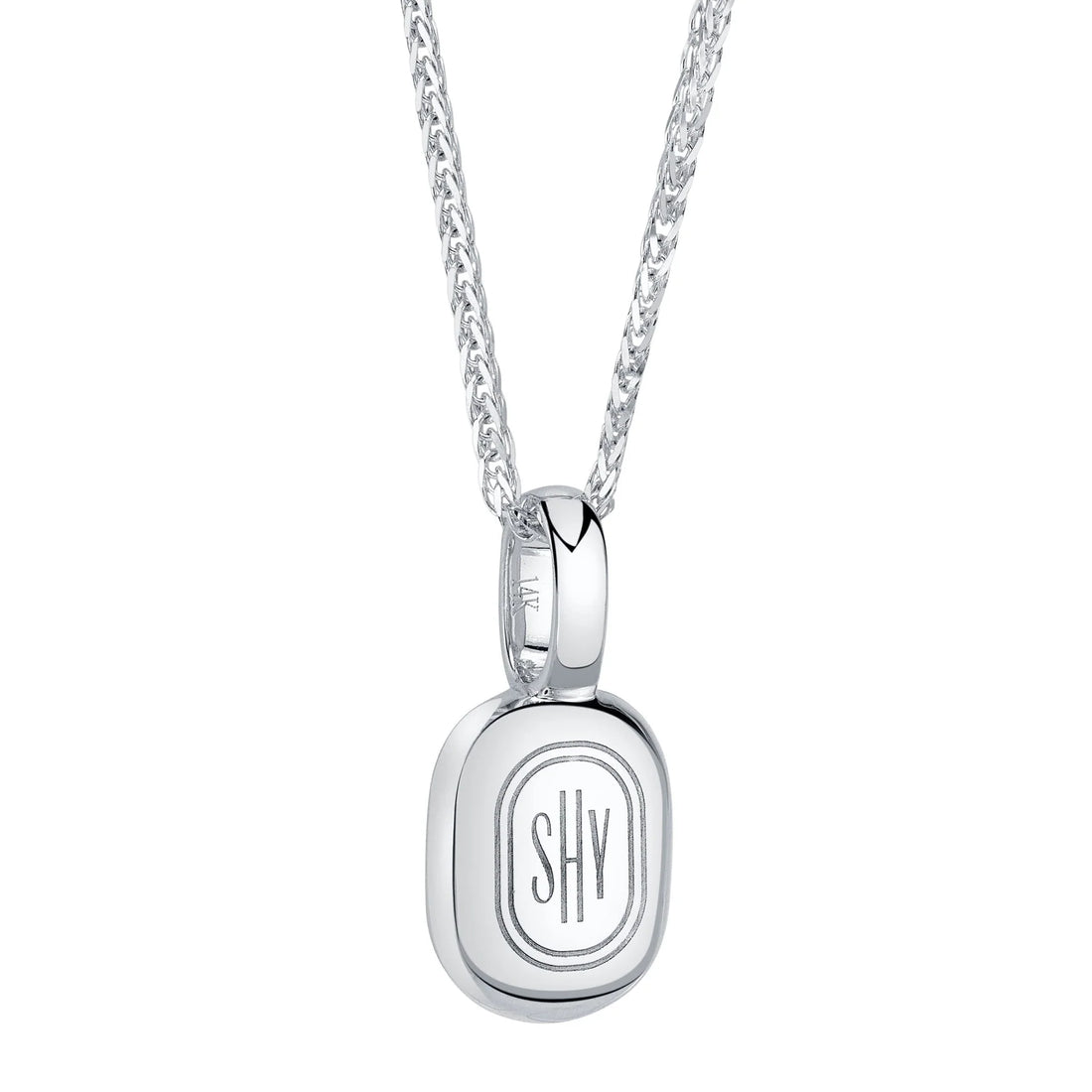SHY CREATION | .10CT ROUND & BAGUETTE DIAMOND CHOPIN CHAIN NECKLACE | 14K WHITE GOLD | B22001012V4 - Brownee Jewelers