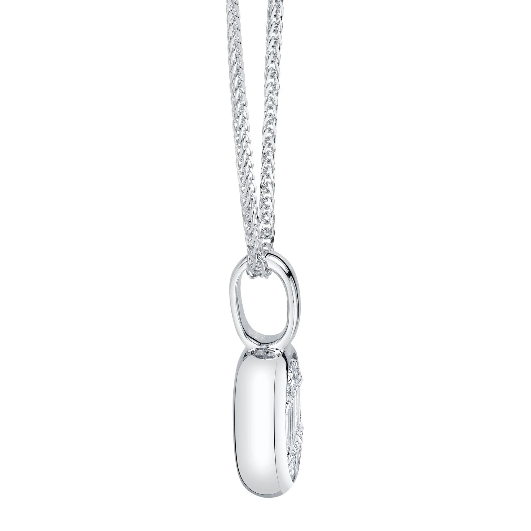 SHY CREATION | .10CT ROUND & BAGUETTE DIAMOND CHOPIN CHAIN NECKLACE | 14K WHITE GOLD | B22001012V4 - Brownee Jewelers