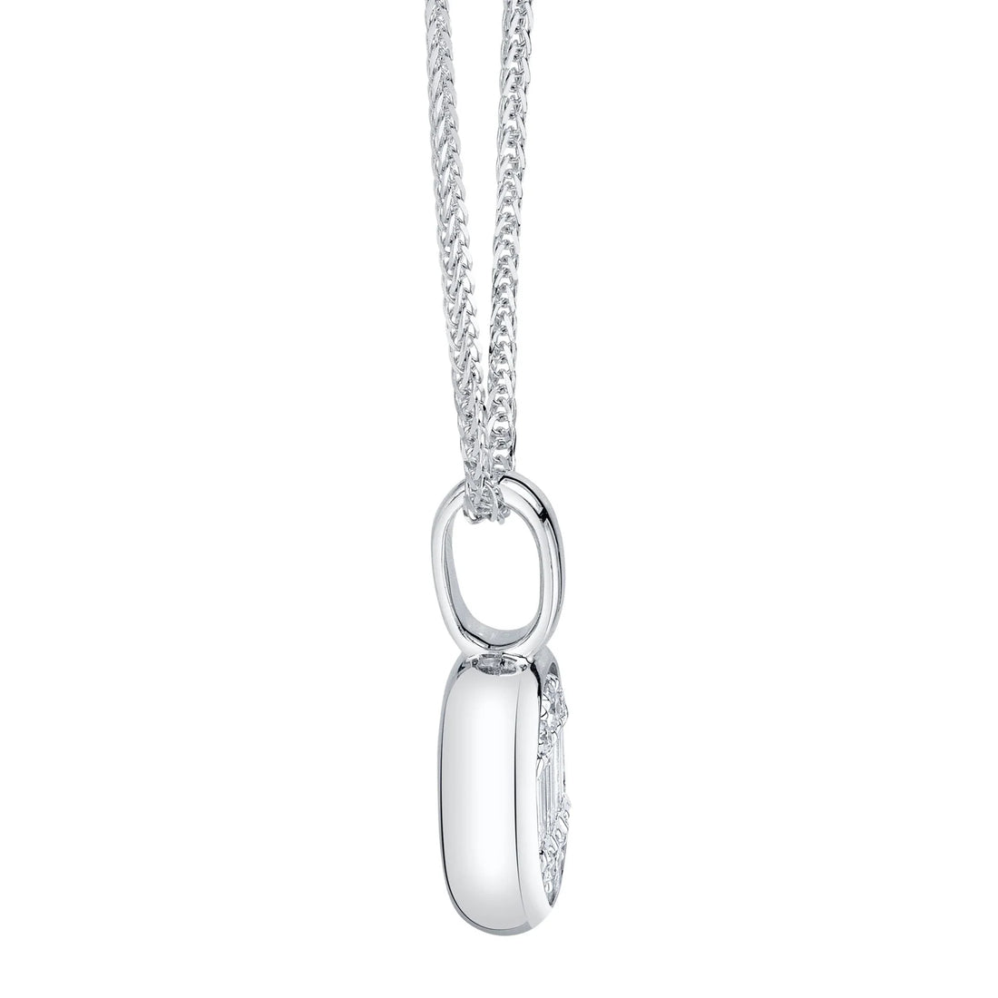SHY CREATION | .10CT ROUND & BAGUETTE DIAMOND CHOPIN CHAIN NECKLACE | 14K WHITE GOLD | B22001012V4 - Brownee Jewelers