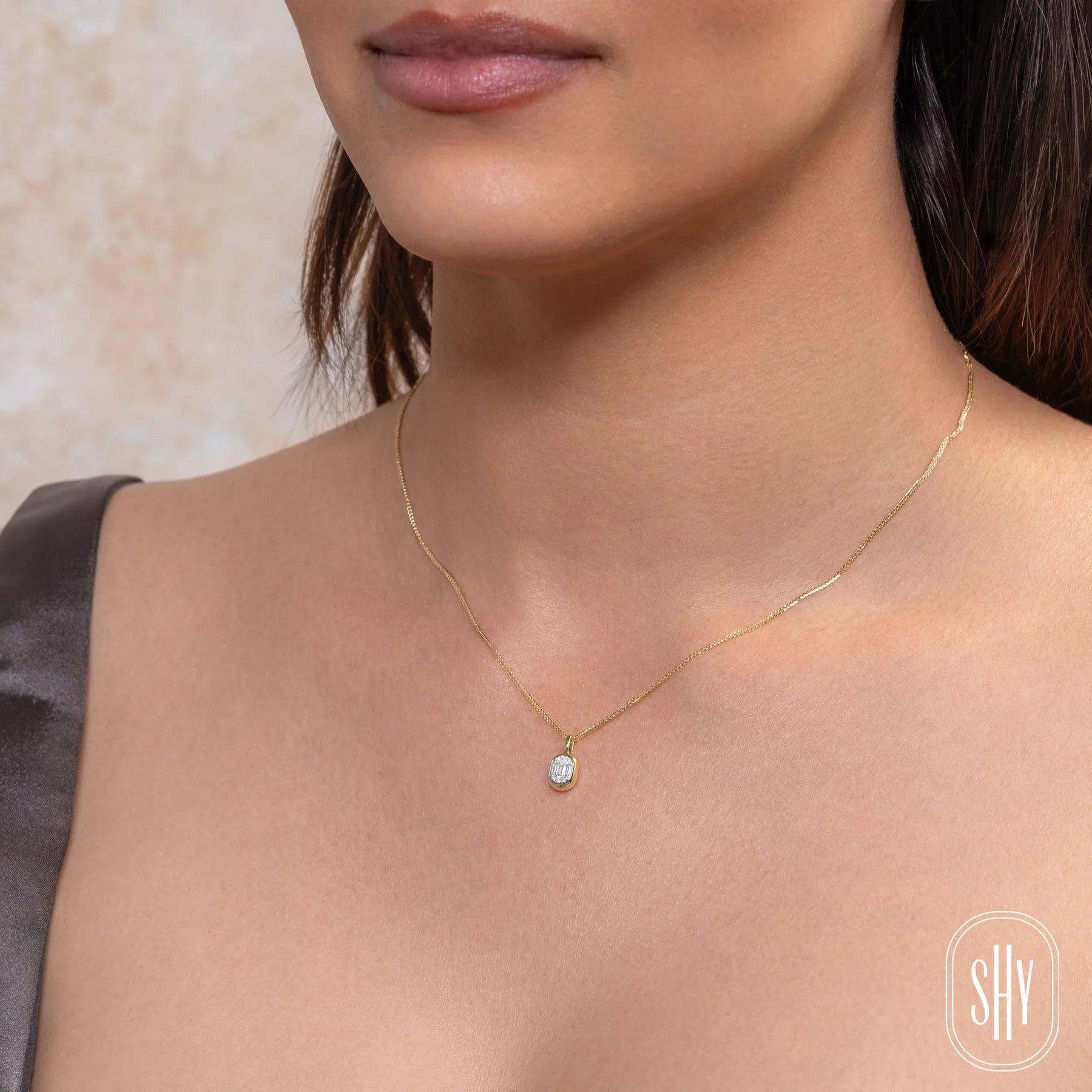 SHY CREATION | .10CT ROUND & BAGUETTE DIAMOND CHOPIN CHAIN NECKLACE | 14K WHITE GOLD | B22001012V4 - Brownee Jewelers