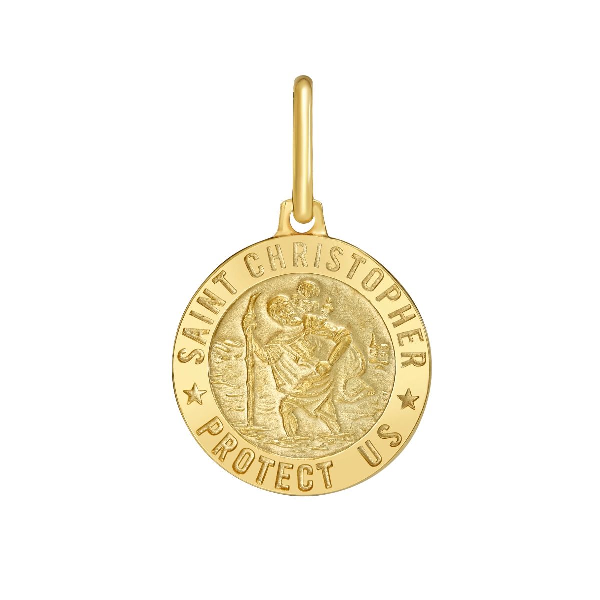 15mm 14K Yellow Gold St. Christopher Pendant Charm