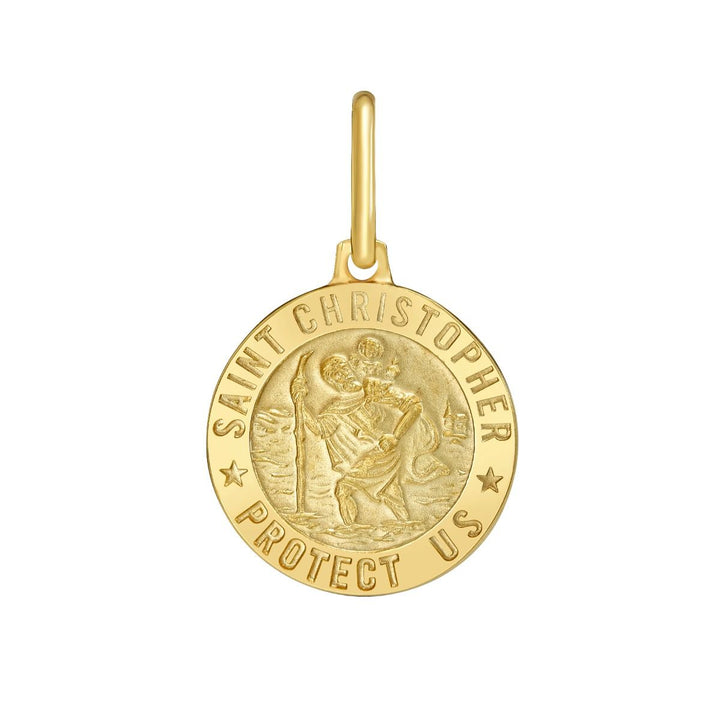 St. Christopher Pendant Charm | 14K Yellow Gold | 15mm | P10510 - Brownee Jewelers