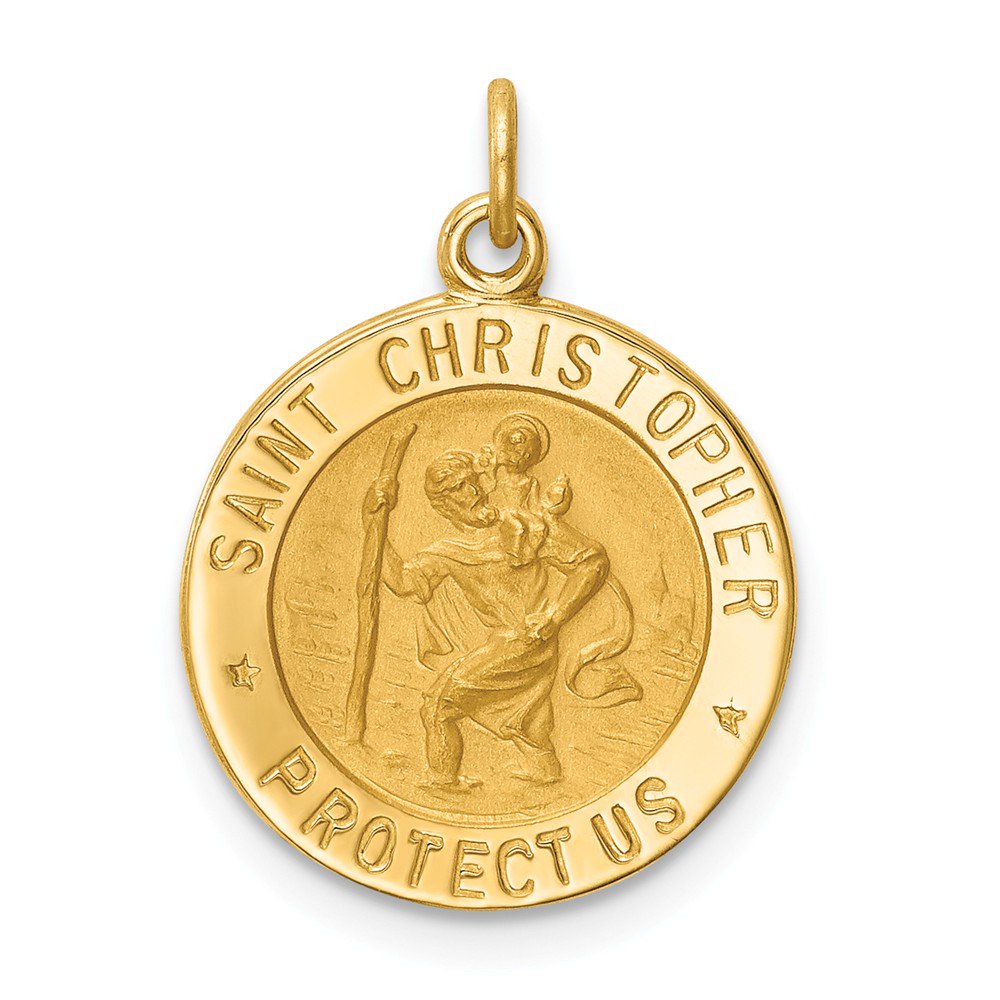 12 mm St. Christopher Medal Pendant Charm in 14K Yellow Gold