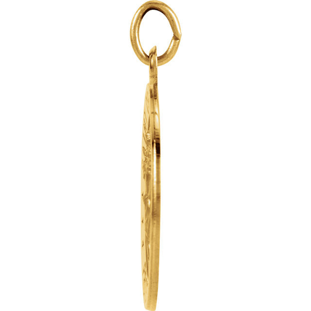 12 mm St. Christopher Medal Pendant Charm in 14K Yellow Gold