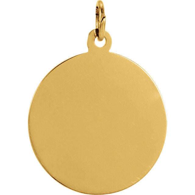 12 mm St. Christopher Medal Pendant Charm in 14K Yellow Gold