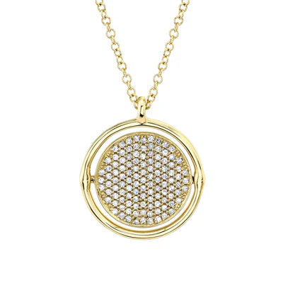 DIAMOND PAVE DISC PENDANT IN 14K YELLOW GOLD