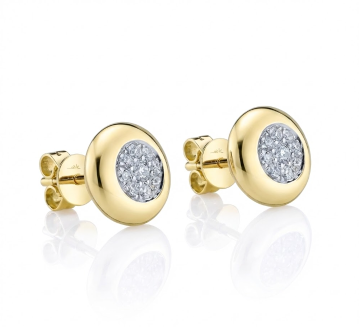 Diamond Circle Stud Earrings